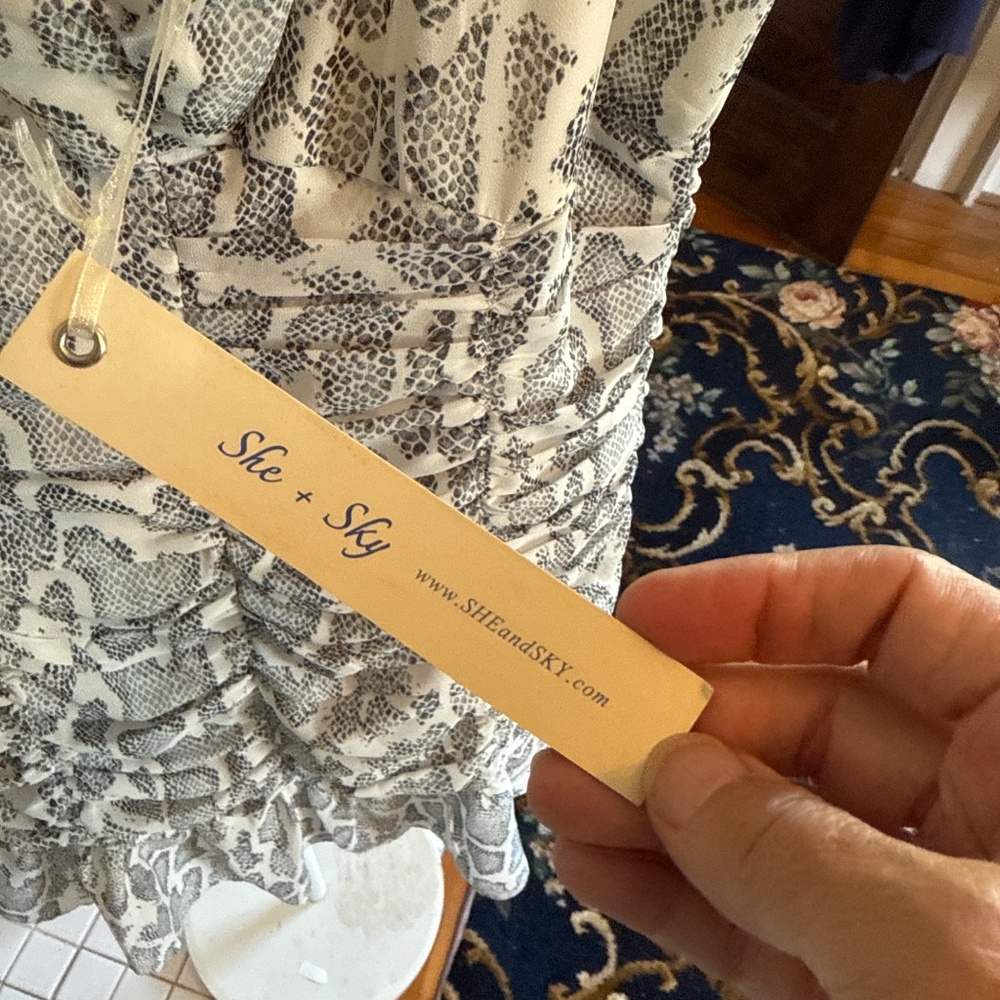 She + Sky snakeskin‎ gathered dress. NWT. - Picture 2 of 6